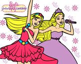 Dibujo Barbie y la princesa cantando pintado por PAO13