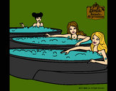 Dibujo Barbie y sus amigas en el jacuzzi pintado por charito