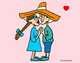 Dibujo Enamorados bajo un sombrero pintado por Locarrooo