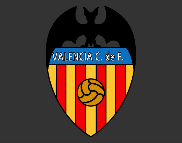 Dibujo Escudo del Valencia C. F. pintado por ligafutbol