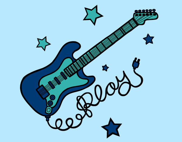 Dibujo Guitarra y estrellas pintado por melly0305