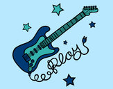 Dibujo Guitarra y estrellas pintado por melly0305