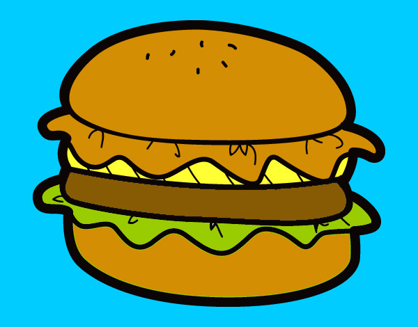 Dibujo Hamburguesa con lechuga pintado por chicafweed