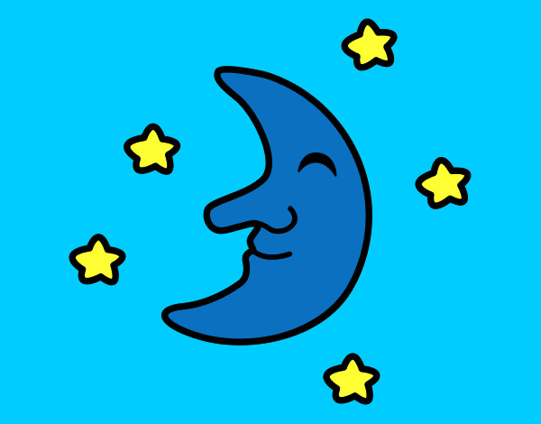 Dibujo Luna con estrellas pintado por Esti8