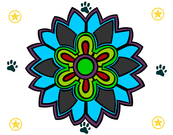 Dibujo Mándala con forma de flor weiss pintado por gaby130