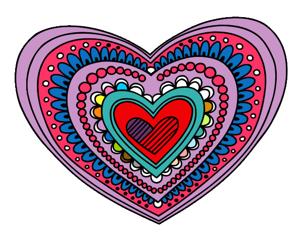 Dibujo Mandala corazón pintado por jatzi