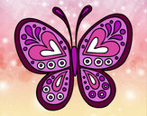 Dibujo Mandala mariposa pintado por primitiva