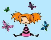Dibujo Niña con mariposas pintado por aurora2503