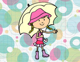 Dibujo Niña con paraguas pintado por maraaa