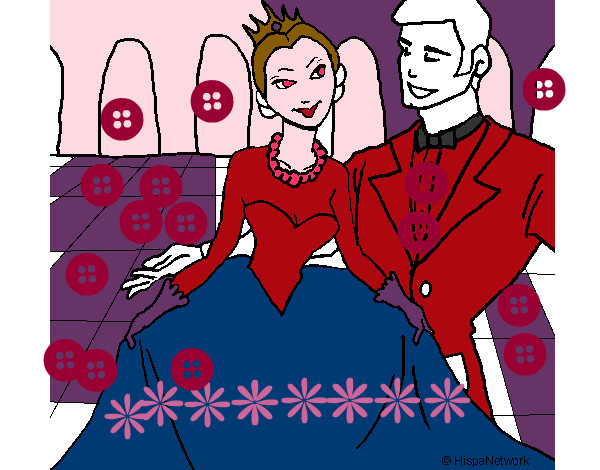 Dibujo Princesa y príncipe en el baile pintado por lupezap