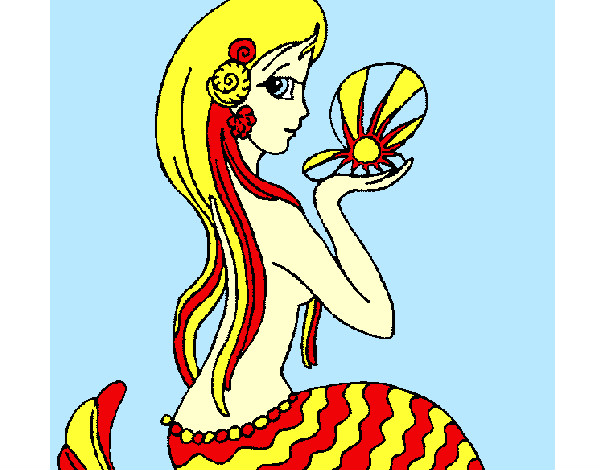 Dibujo Sirena y perla pintado por Zapdos