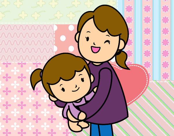 Dibujo Abrazo con mamá pintado por -Sara-