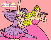Dibujo Barbie y la princesa cantando pintado por valentinaz