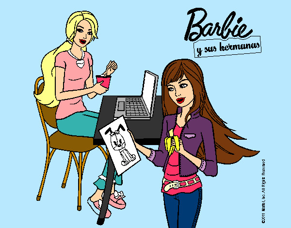 Dibujo De Barbie Y Su Hermana Merendando Pintado Por Myryan En Dibujos Net El D A A Las