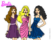 Dibujo Barbie y sus amigas vestidas de fiesta pintado por keyla_diaz