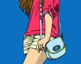 Dibujo Chica con bolso pintado por Delfincha