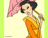 Dibujo Geisha con paraguas pintado por irene001