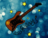 Dibujo Guitarra y estrellas pintado por felmo