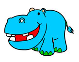 Dibujo Hipopótamo pequeño pintado por double