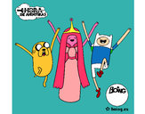 Dibujo Jake, Princesa Chicle y Finn pintado por ladymakeup