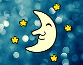 Dibujo Luna con estrellas pintado por Kime