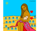 Dibujo Madre con su bebe pintado por pesesito4