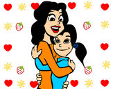 Dibujo Madre e hija abrazadas pintado por felmo