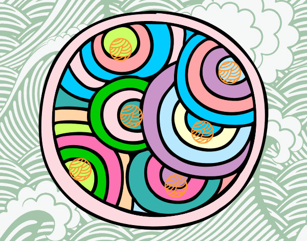 Dibujo Mandala circular pintado por Kime