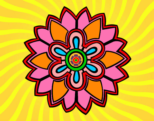 Dibujo Mándala con forma de flor weiss pintado por rocio2004