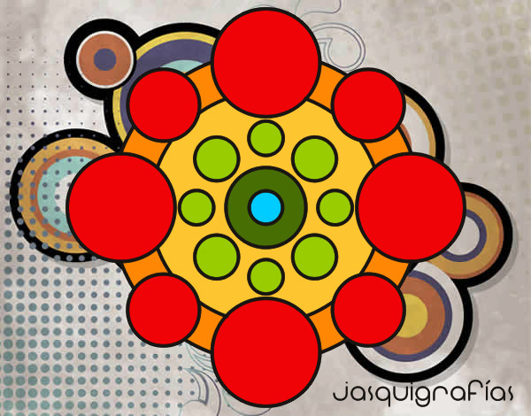 Dibujo Mandala con redondas pintado por Camomila