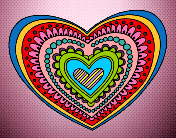 Dibujo Mandala corazón pintado por latatita