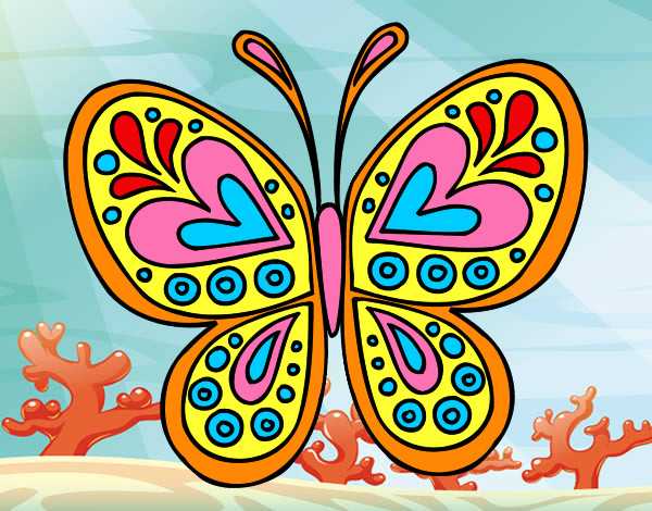 Dibujo Mandala mariposa pintado por felmo