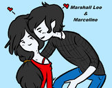 Dibujo Marshall Lee y Marceline pintado por irene001