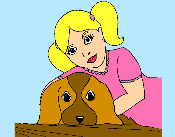 Dibujo Niña abrazando a su perro pintado por FIOREE
