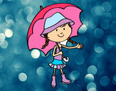 Dibujo Niña con paraguas pintado por lializpio