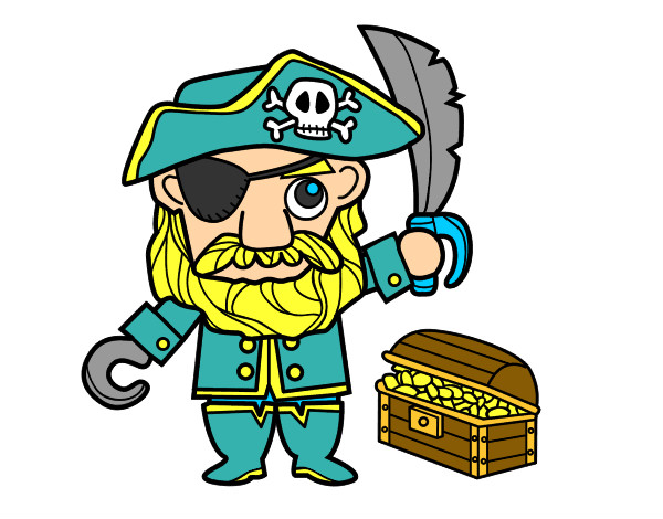 Dibujo Pirata con tesoro pintado por Esteban7