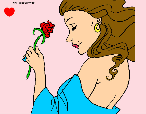 Dibujo Princesa con una rosa pintado por FIOREE