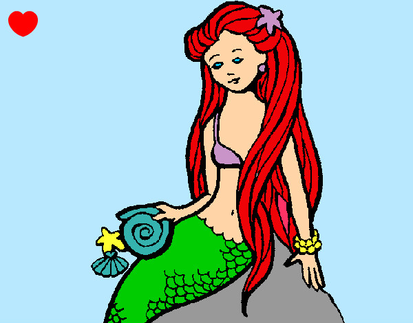 Dibujo Sirena con caracola pintado por FIOREE