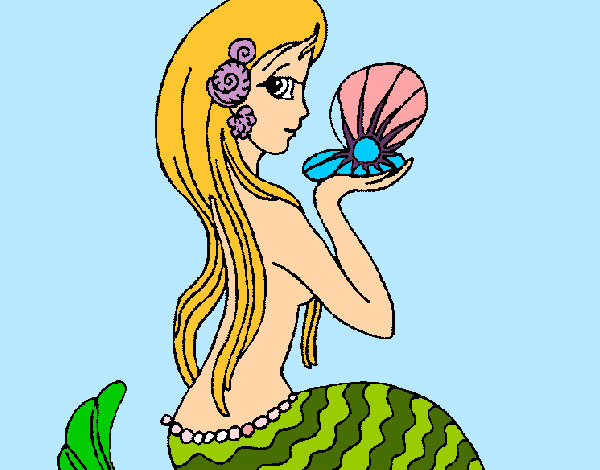 Dibujo Sirena y perla pintado por rocio2004