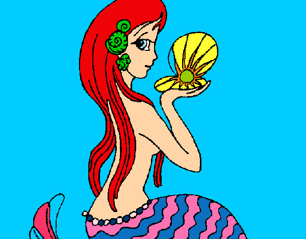 Dibujo Sirena y perla pintado por sambi