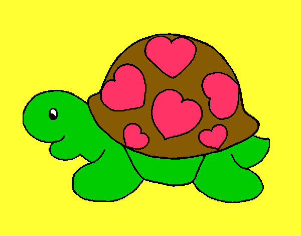 Dibujo Tortuga con corazones pintado por miku2