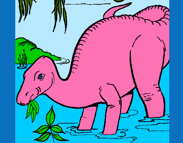 Dibujo Dinosaurio comiendo pintado por Deelfi