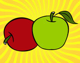 Dibujo Dos manzanas pintado por albornoz