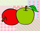 Dibujo Dos manzanas pintado por ione
