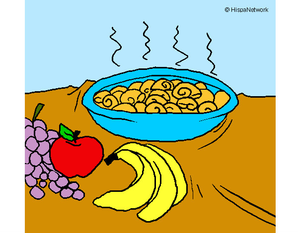 Dibujo Fruta y caracoles a la cazuela pintado por Deelfi