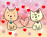 Dibujo Gatos enamorados pintado por yoiris 