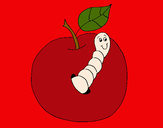 Dibujo Manzana con gusano pintado por charito
