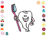Dibujo Muela y cepillo de dientes 1 pintado por arizz