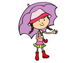 Dibujo Niña con paraguas pintado por vionette