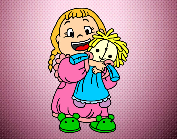 Dibujo Niña con su muñeca pintado por Deelfi